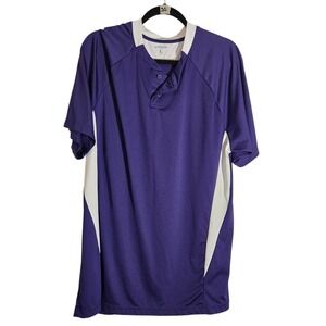 CHAMPION SPORTS Mens Purple Baseball Jersey Short Sleeve Polyester Size L